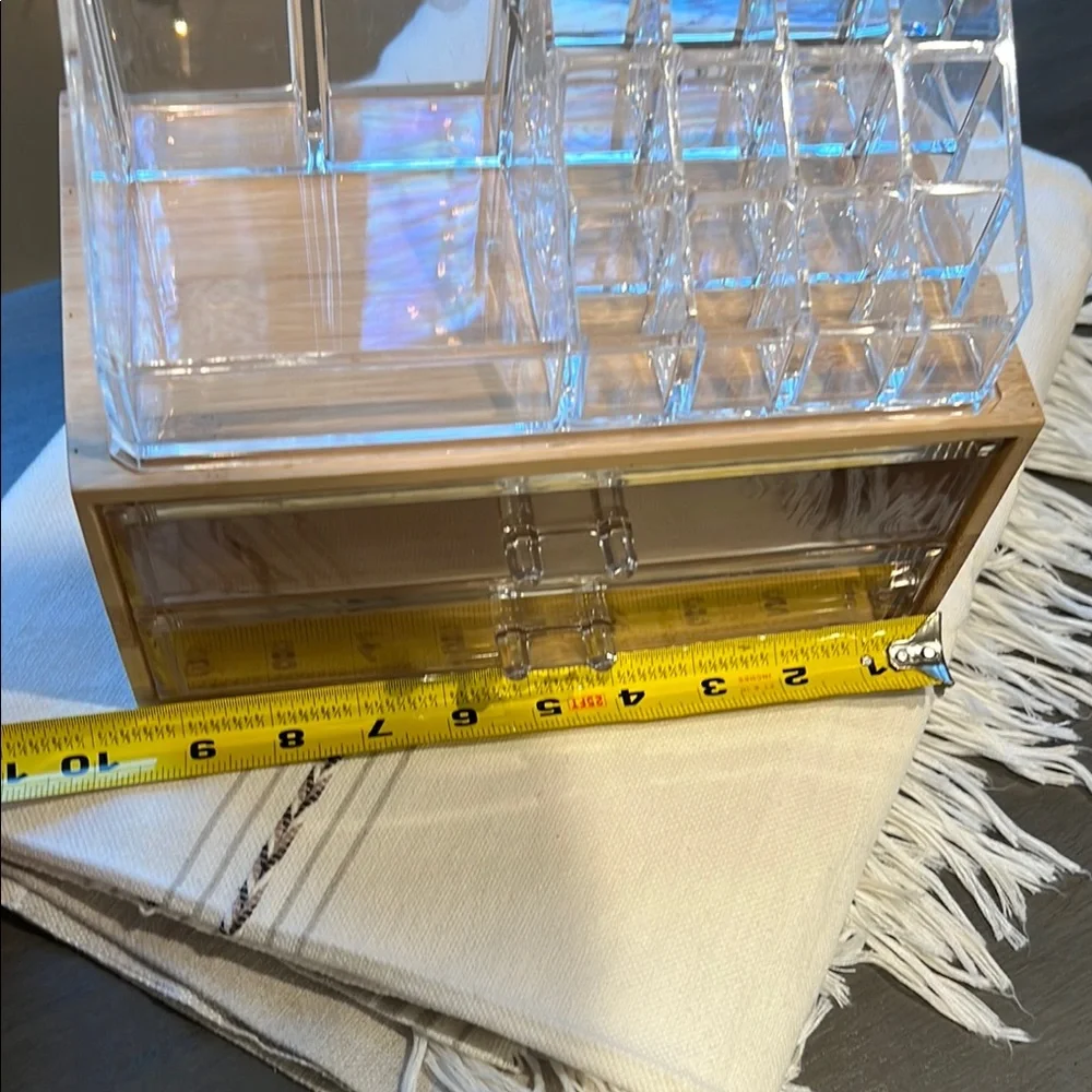 Clear Acrylic and Wood Makeup Organizer